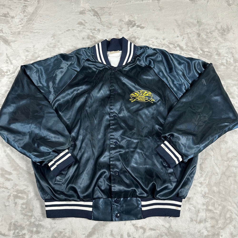 Vintage Auburn Sportswear Satin Bomber Jacket Black USA Made Varsity XL